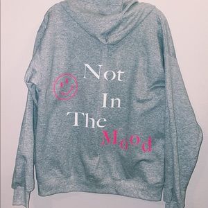 “not in the mood” graphic zip up jacket